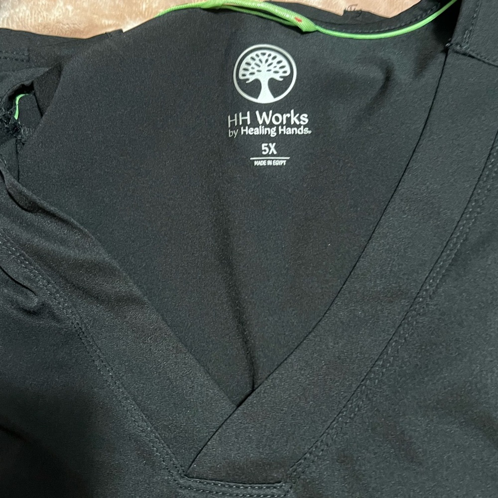 Healing Hands Black Tunic with Green Trim